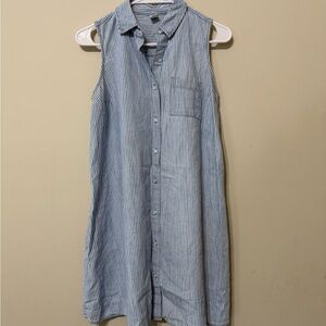 Old Navy Blue Striped Sleeveless Shirt Dress